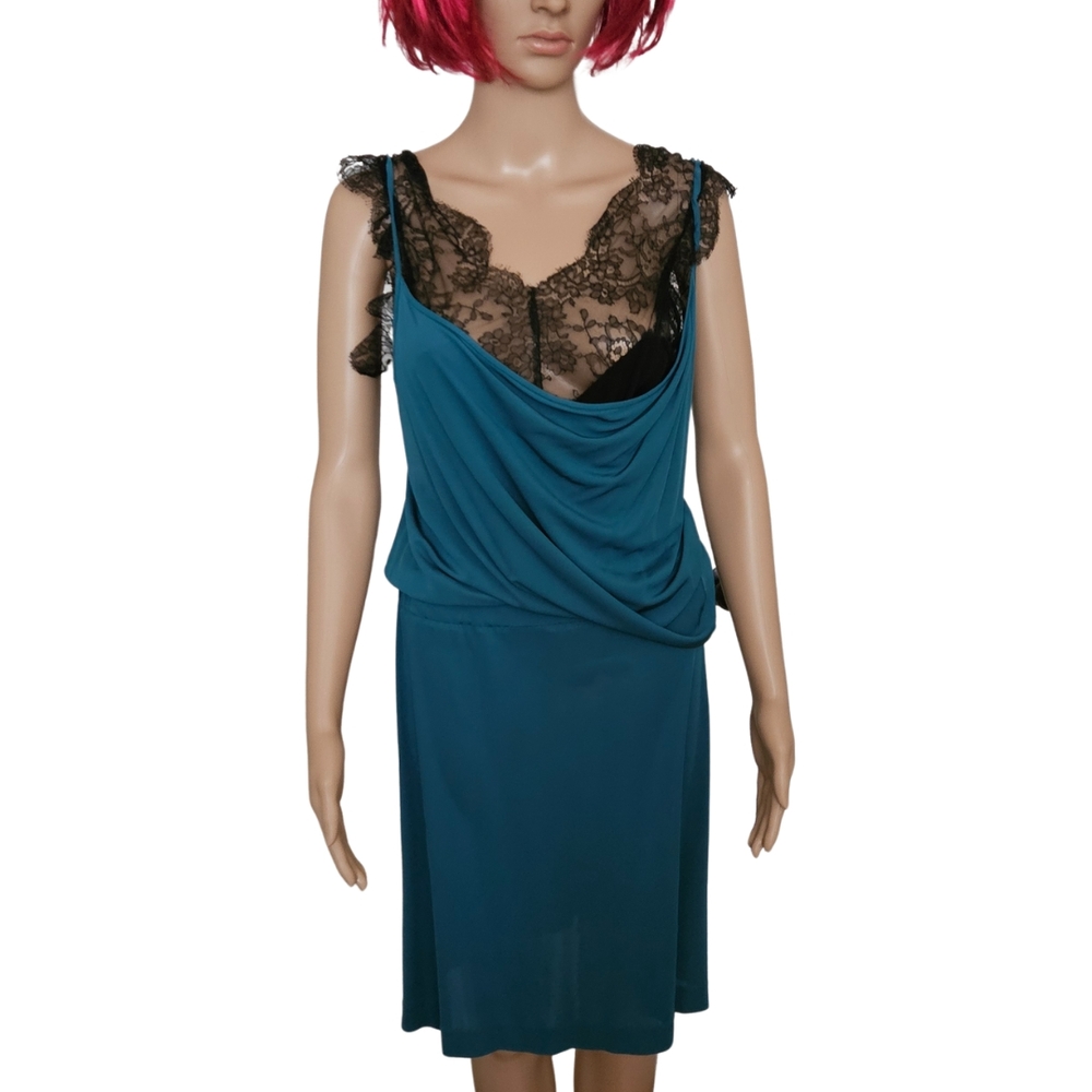 ✨️John Galliano Blue Teal Lace Cocktail Dress | Runway 2010 ✨️